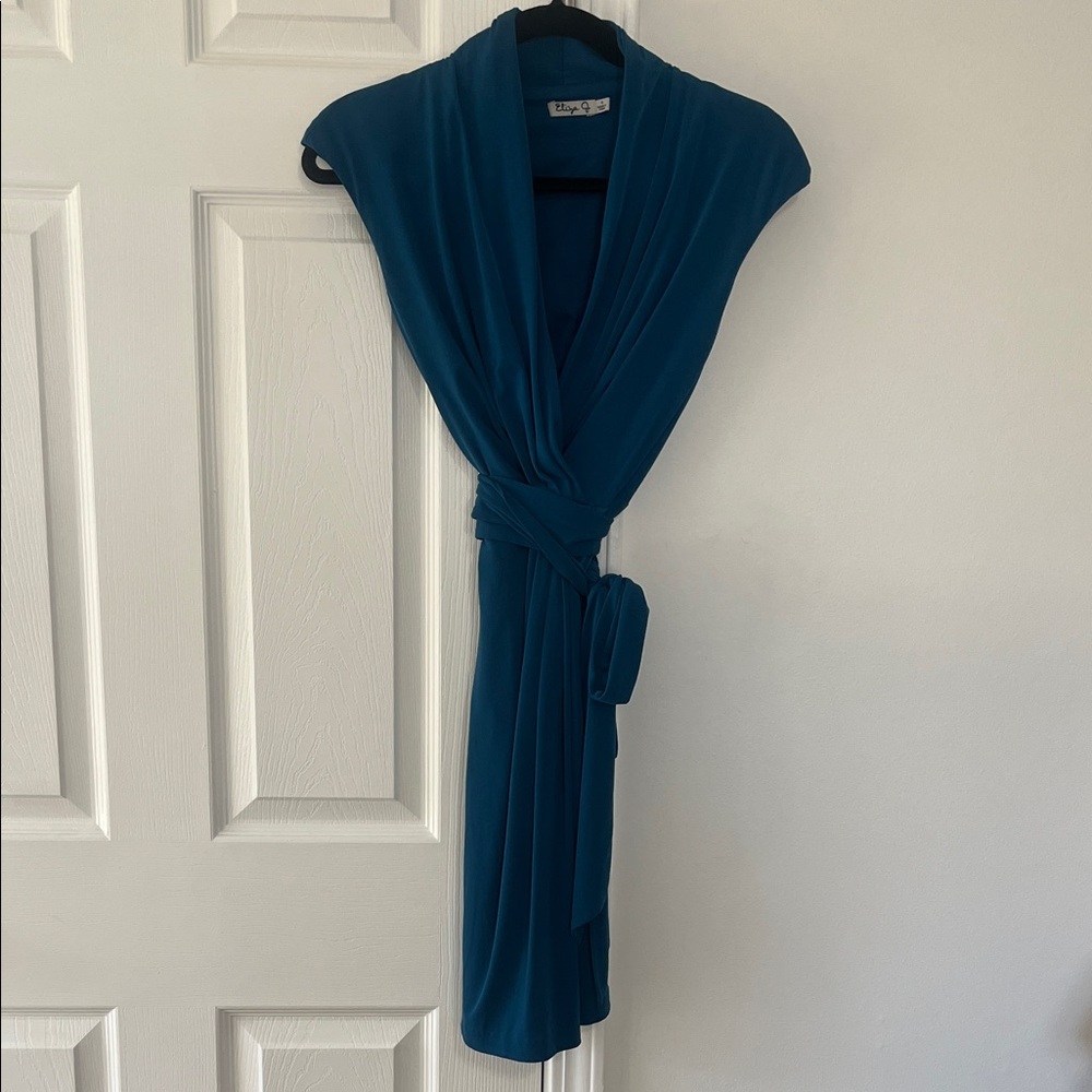 Eliza J Faux Wrap Teal Dress